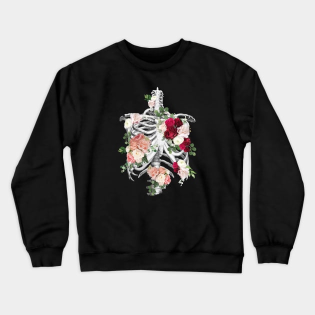 Rib Cage Floral 6 Crewneck Sweatshirt by Collagedream